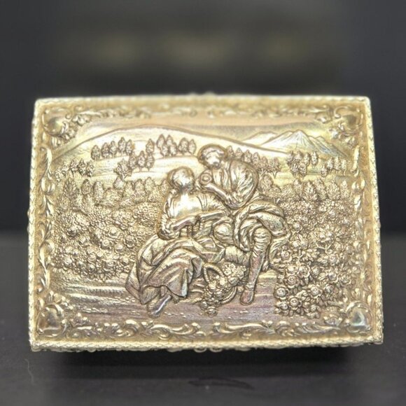 Vintage Jewelry Box Romantic Embossed courting Floral Detail Ornate Trinket Box - Picture 1 of 14